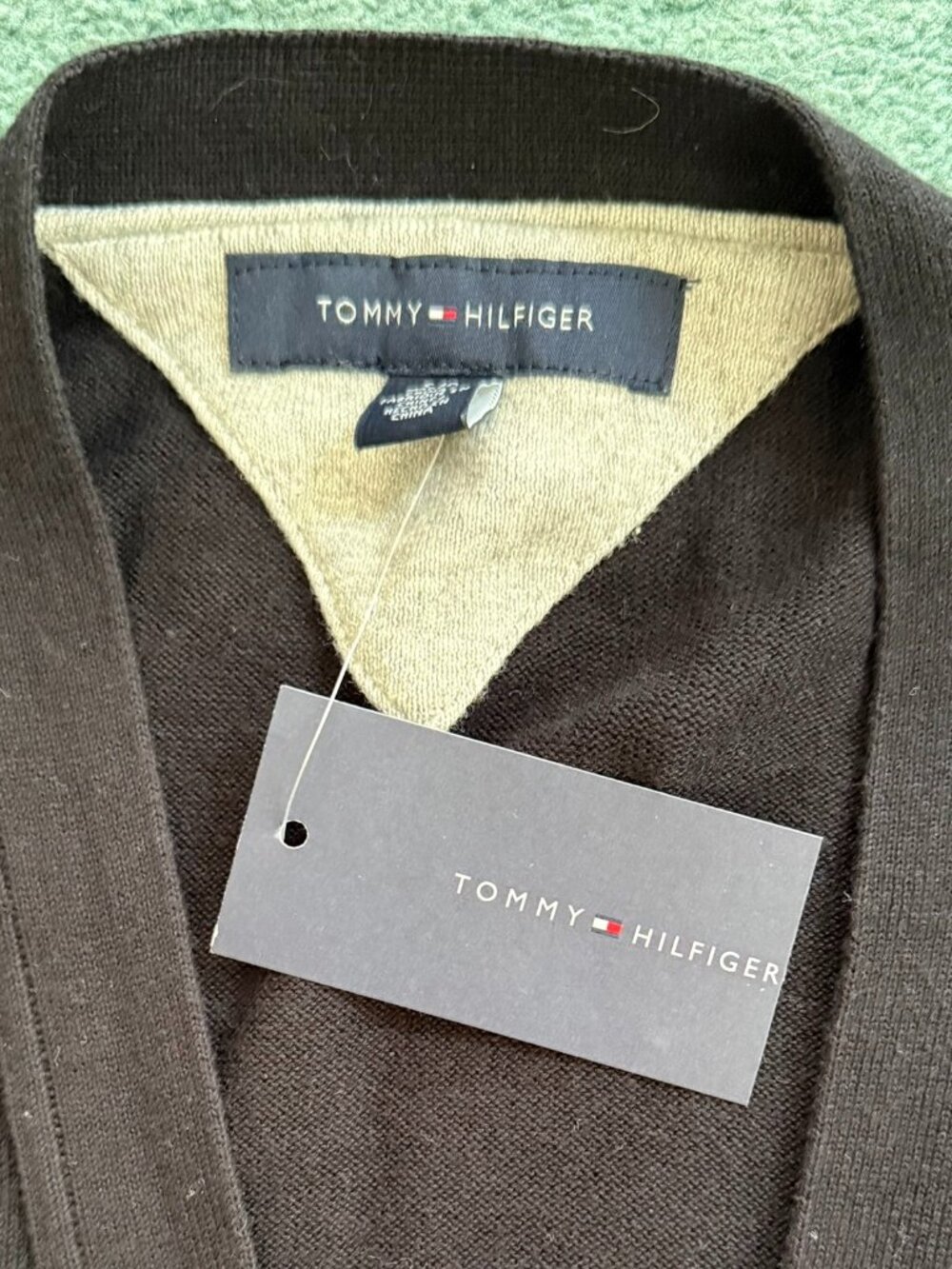 Tommy Hilfiger Cardigan Sweater Mens Black Cotton